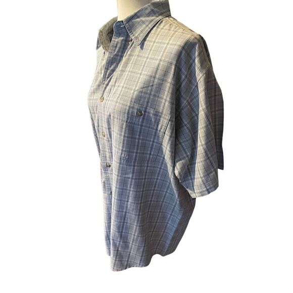 Wrangler Rugged Wear Button Down Gray Checkered Short Sleeve Shirt Size 2X/3X - Picture 7 of 9